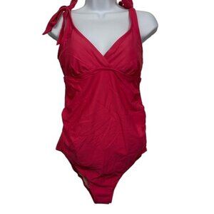 Maternity Isabel by Ingrid Pink V-Neck Tie Straps Swimsuit Small EUC #6795